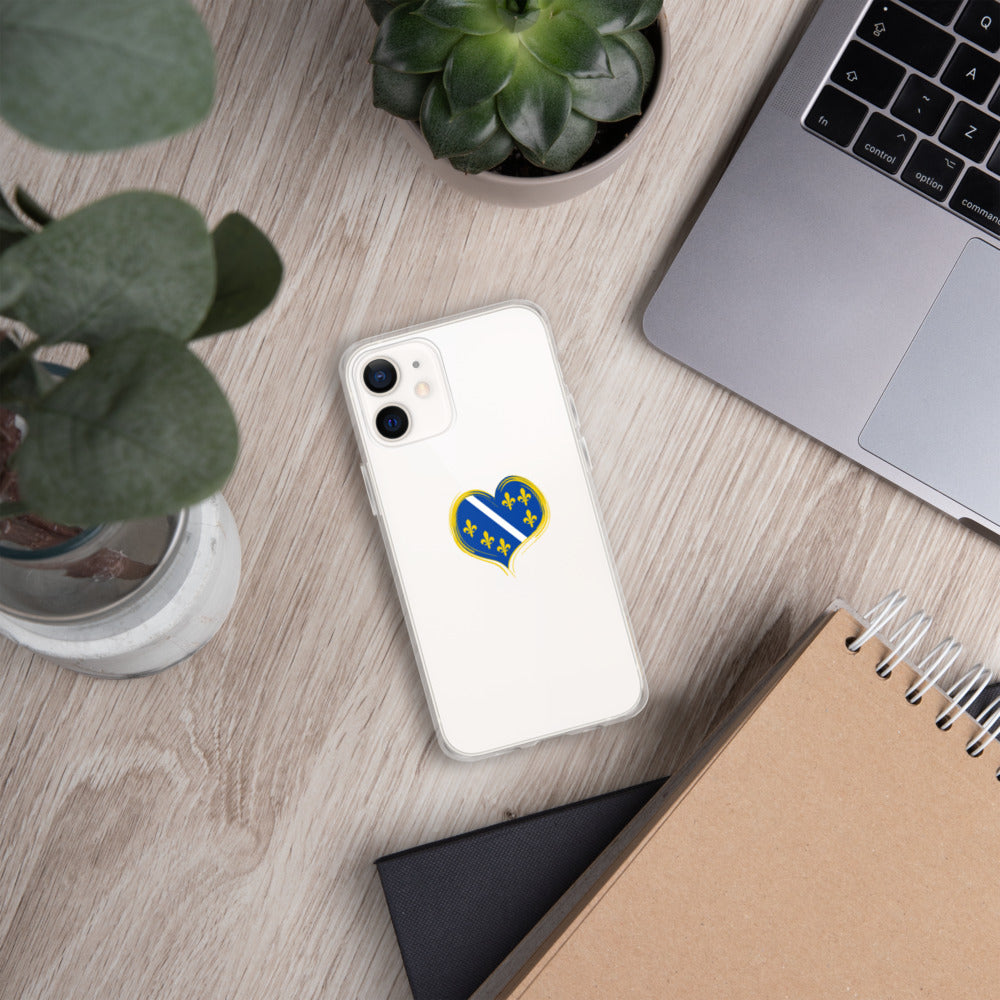 Bosnian Fleur de Lis Heart iPhone Case