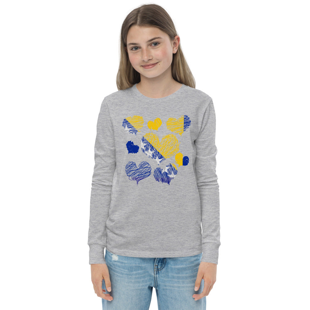Kids Bosnian Hearts long sleeve tee