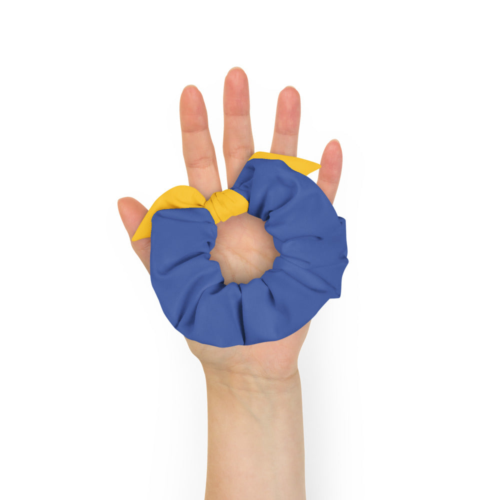 Blue Yellow Fleur de Lis Scrunchie