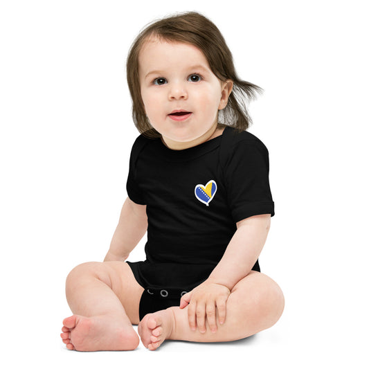 Baby Bosnian Flag Heart short sleeve one piece