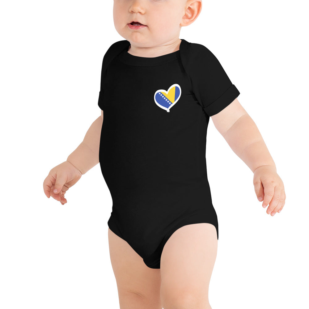 Baby Bosnian Flag Heart short sleeve one piece