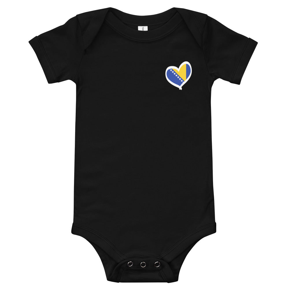 Baby Bosnian Flag Heart short sleeve one piece