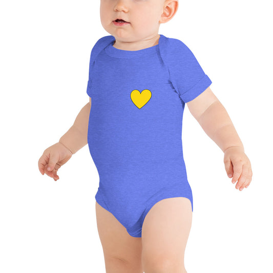 Blue w/Yellow Heart Baby short sleeve one piece