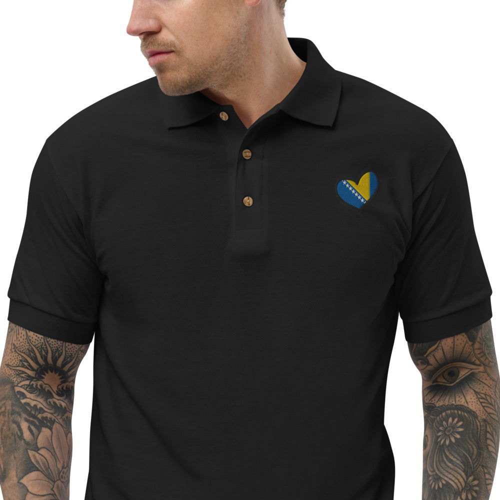 Bosnian Heart Embroidered Polo Shirt