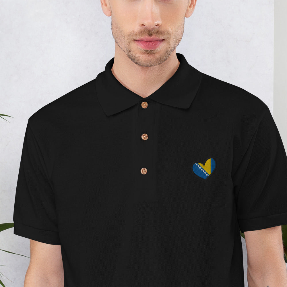 Bosnian Heart Embroidered Polo Shirt