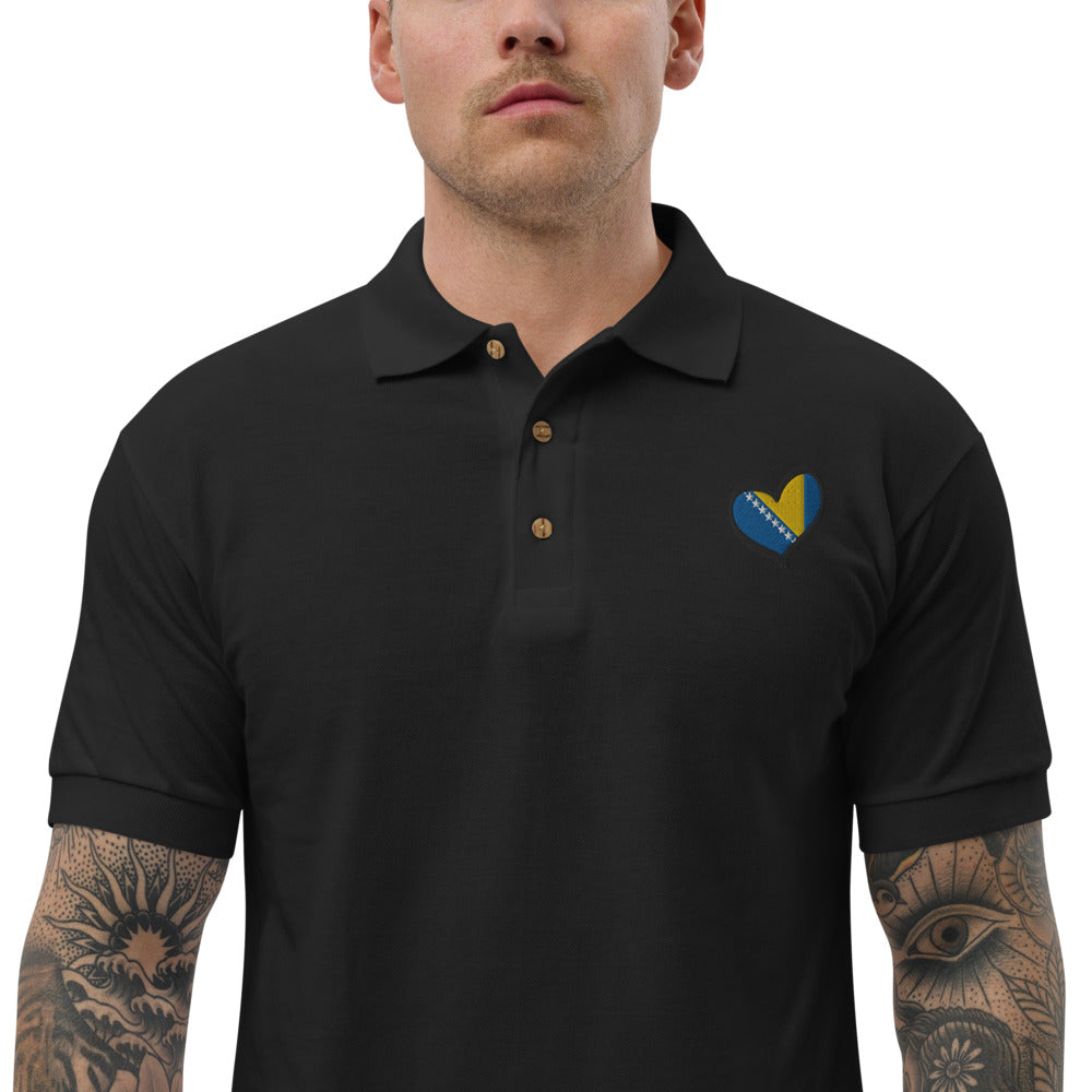 Bosnian Heart Embroidered Polo Shirt