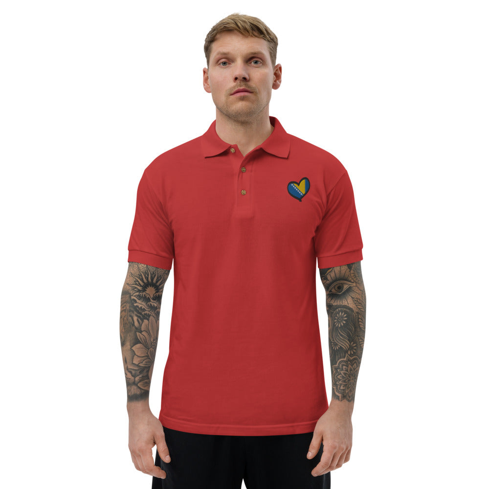 Bosnian Heart Embroidered Polo Shirt