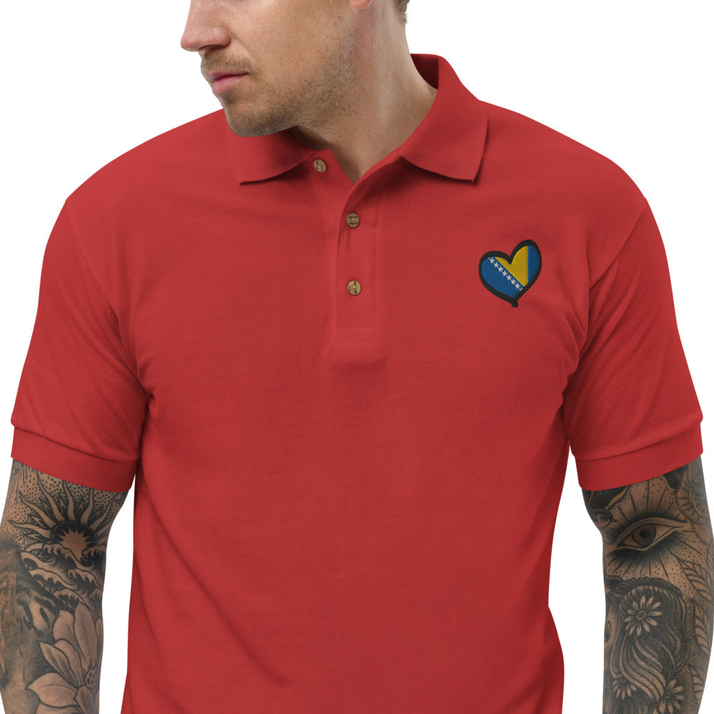 Bosnian Heart Embroidered Polo Shirt