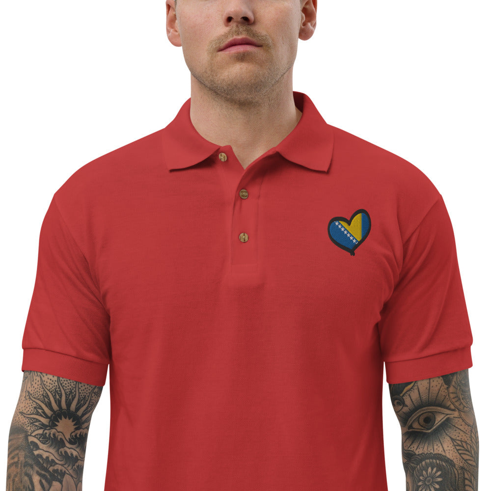 Bosnian Heart Embroidered Polo Shirt