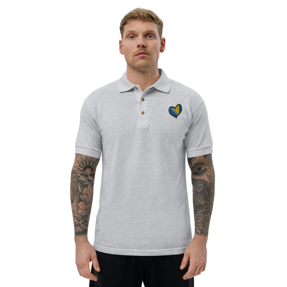 Bosnian Heart Embroidered Polo Shirt