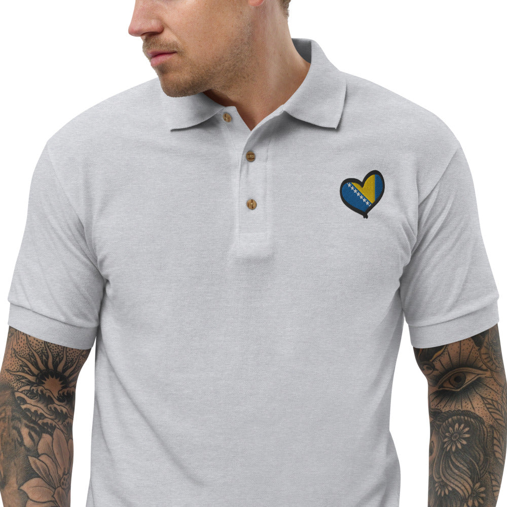 Bosnian Heart Embroidered Polo Shirt