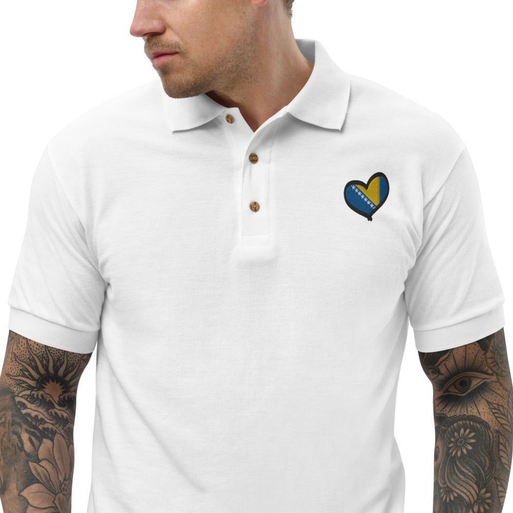 Bosnian Heart Embroidered Polo Shirt