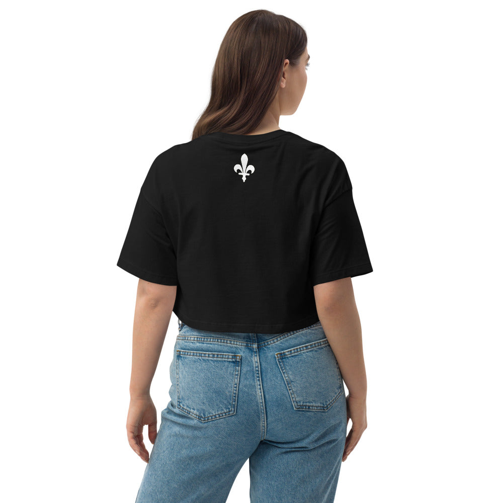 Fleur de Lis Heart Loose drop shoulder crop top