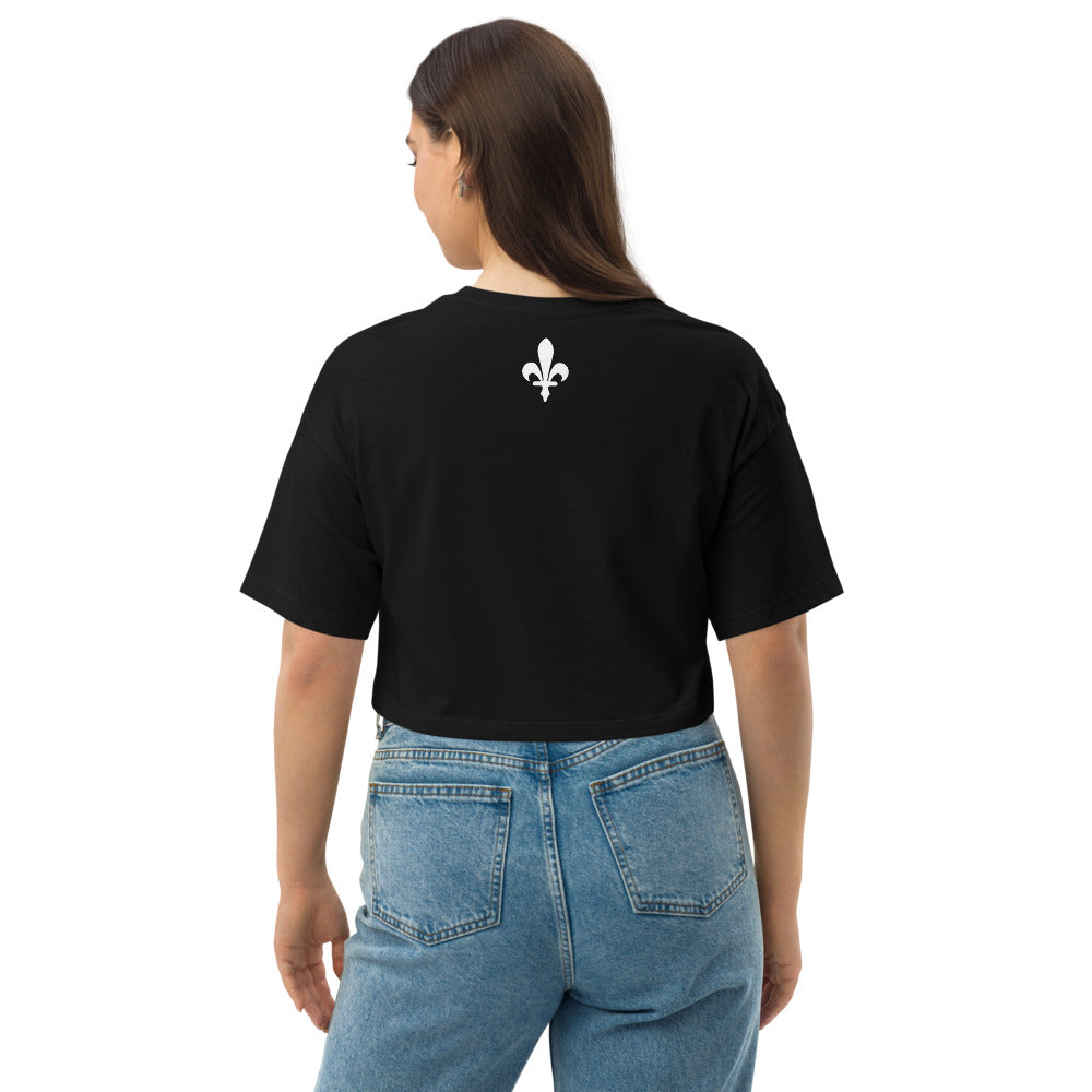 Fleur de Lis Heart Loose drop shoulder crop top