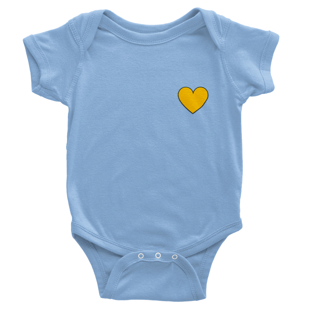 Baby Yellow Heart Classic Baby Short Sleeve Onesies