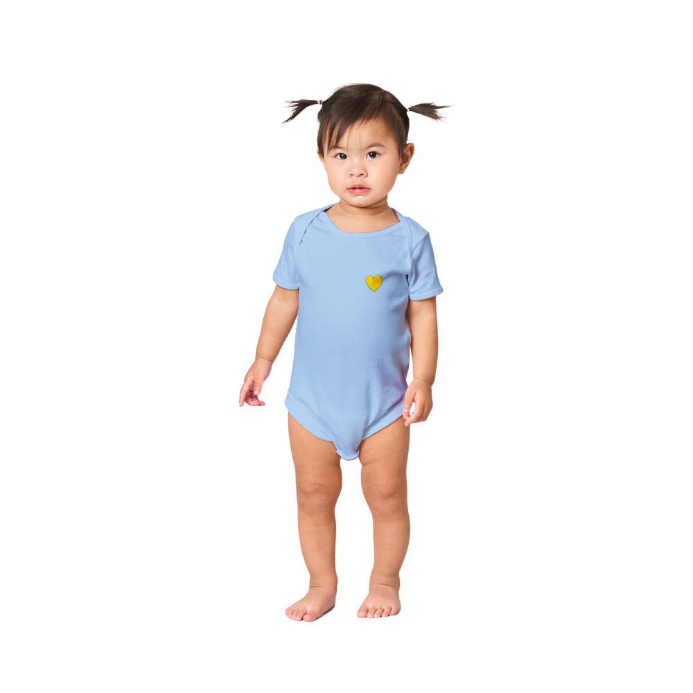 Baby Yellow Heart Classic Baby Short Sleeve Onesies