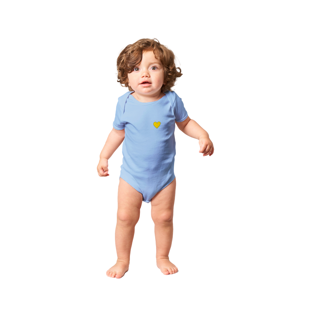 Baby Yellow Heart Classic Baby Short Sleeve Onesies