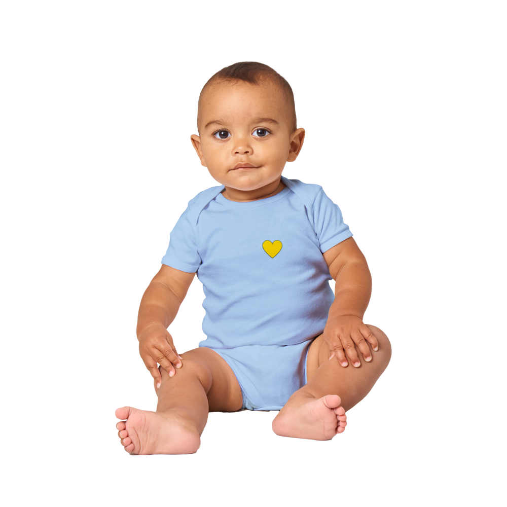 Baby Yellow Heart Classic Baby Short Sleeve Onesies