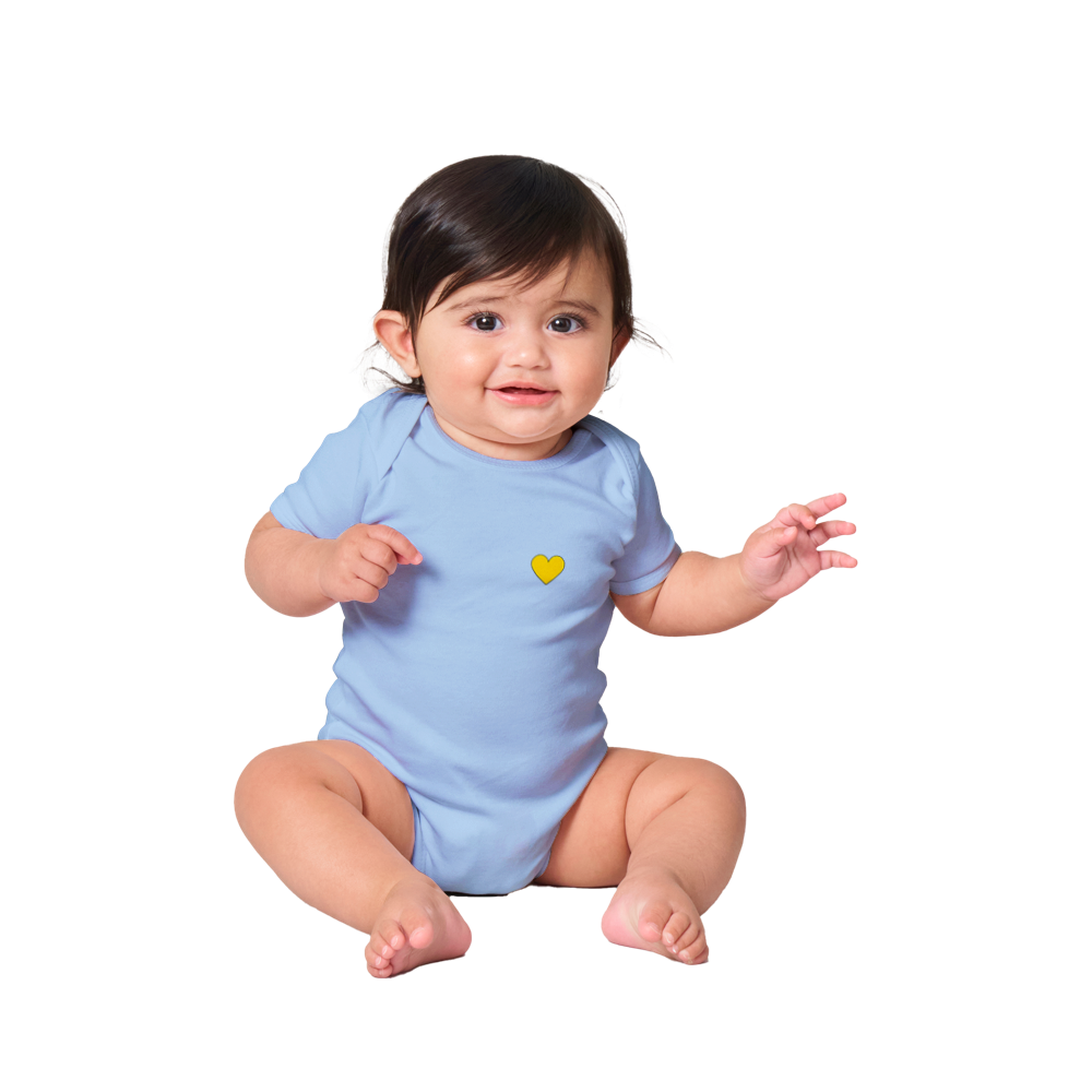 Baby Yellow Heart Classic Baby Short Sleeve Onesies