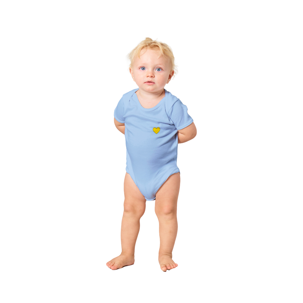 Baby Yellow Heart Classic Baby Short Sleeve Onesies