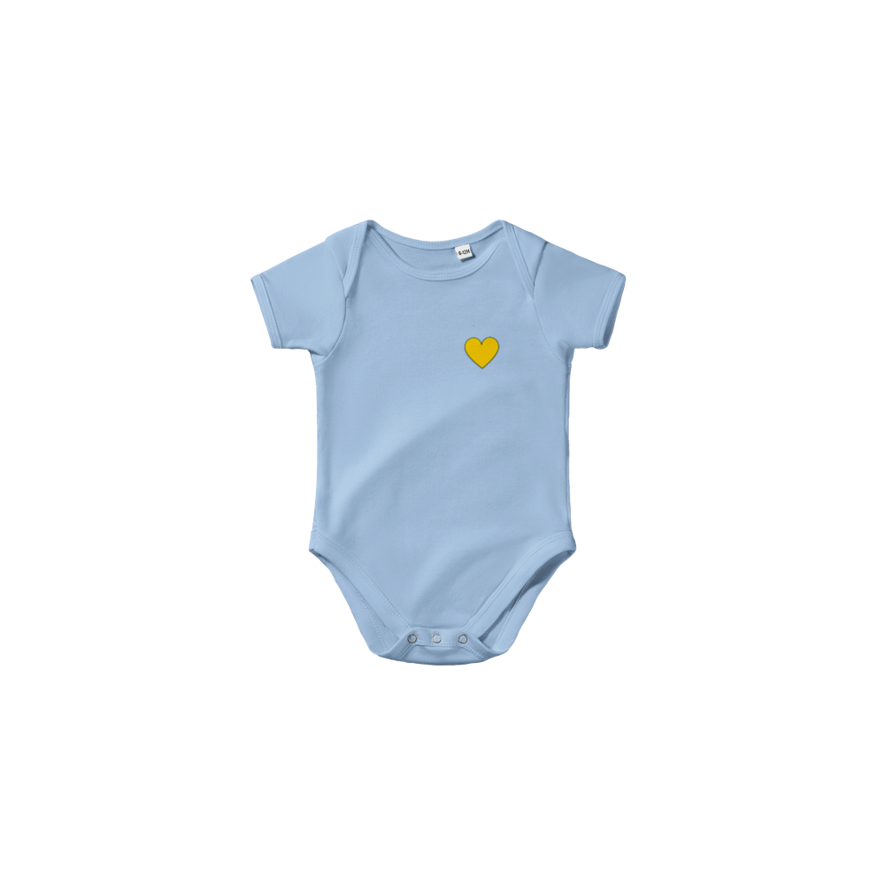 Baby Yellow Heart Classic Baby Short Sleeve Onesies