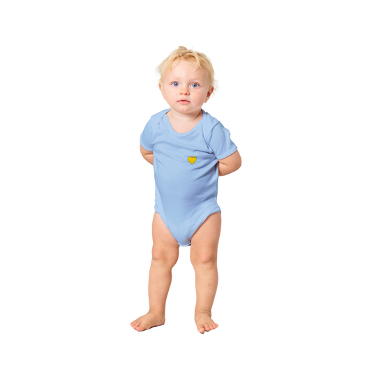 Baby Yellow Heart Classic Baby Short Sleeve Onesies