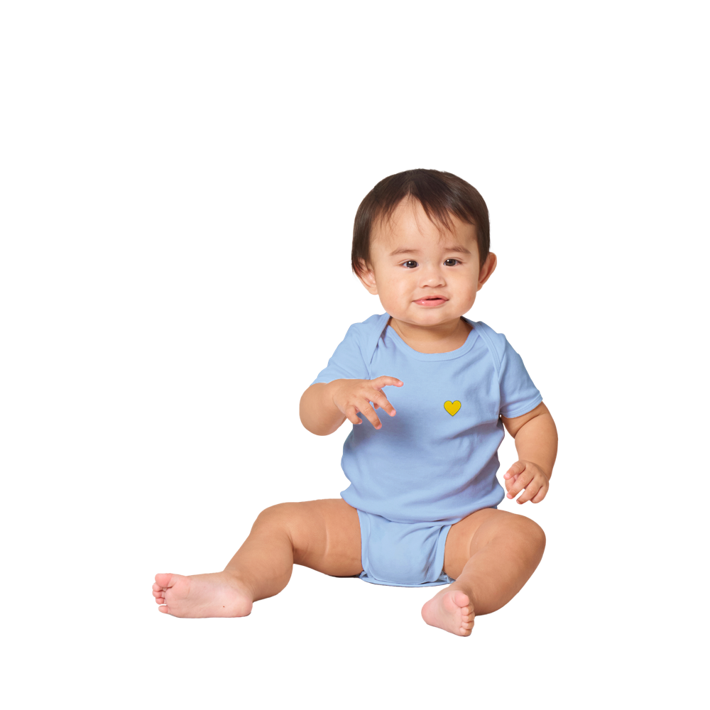 Baby Yellow Heart Classic Baby Short Sleeve Onesies