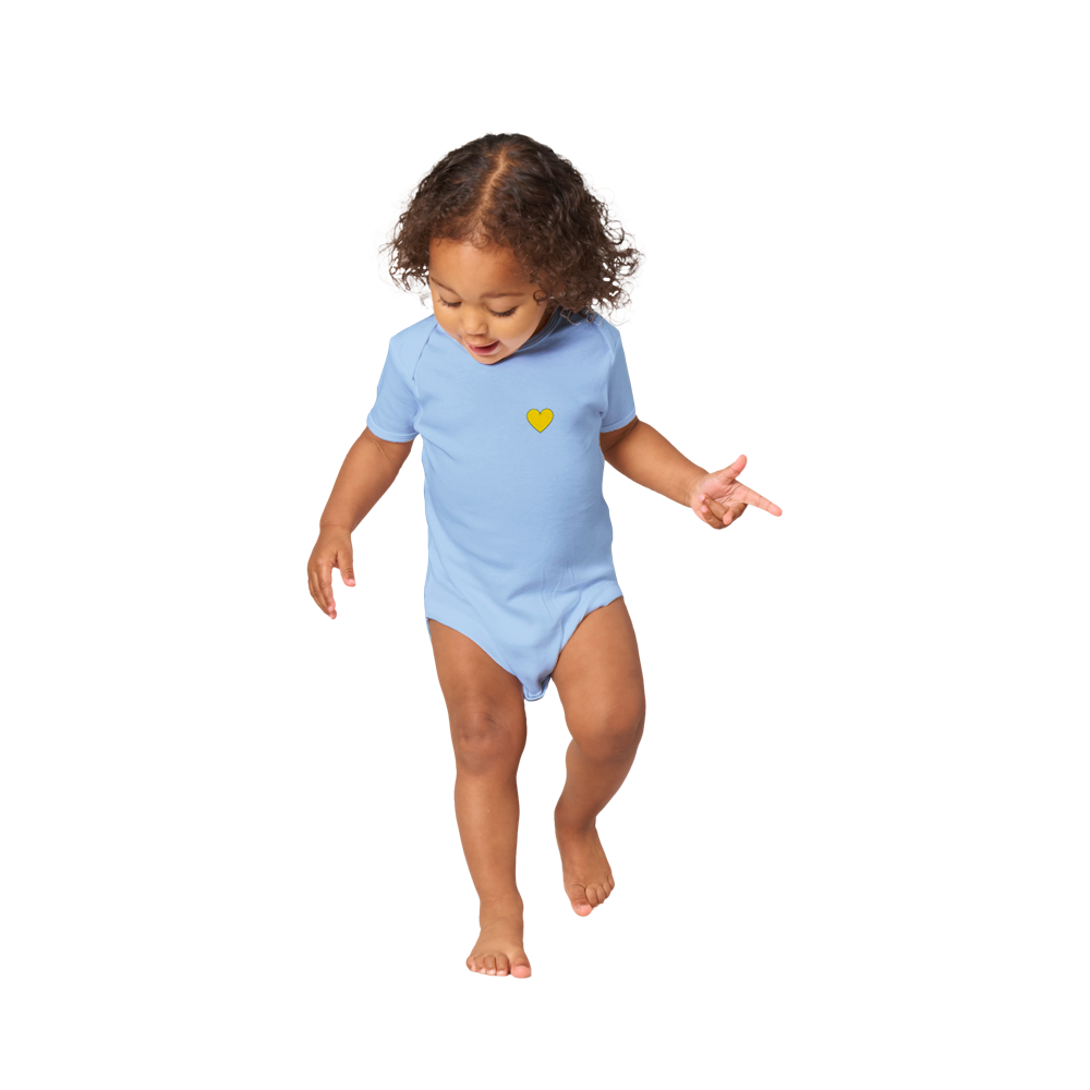 Baby Yellow Heart Classic Baby Short Sleeve Onesies