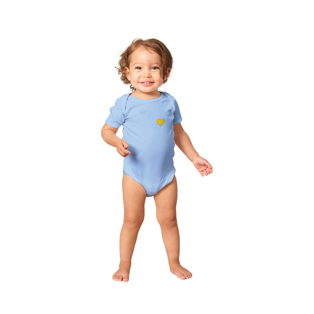 Baby Yellow Heart Classic Baby Short Sleeve Onesies