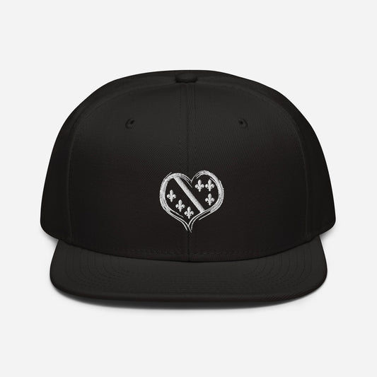 Bosnian Fleur de Lis Heart *EMBROIDERED* Snapback Hat