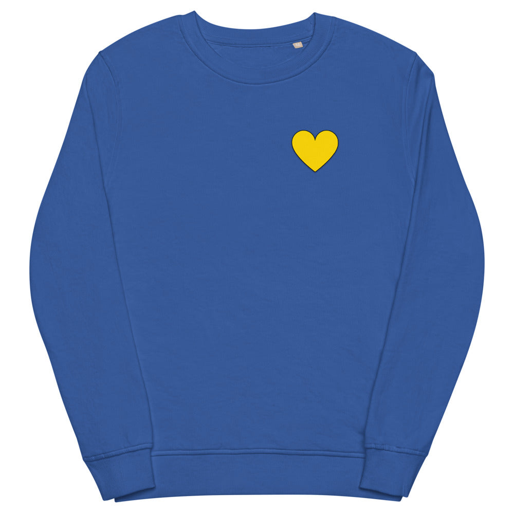 Blue w/Yellow Heart Unisex organic sweatshirt