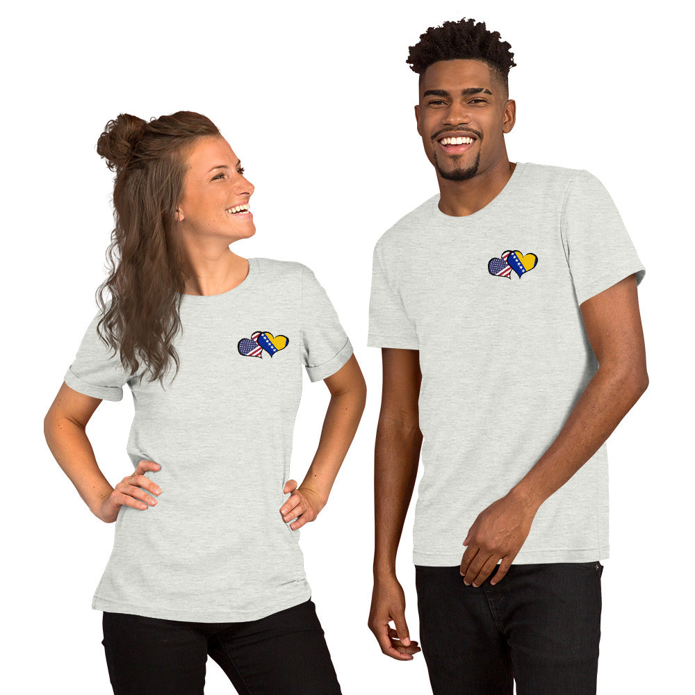 BiH & USA Hearts Short-sleeve unisex t-shirt