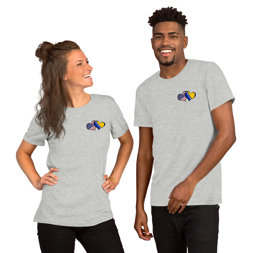 BiH & USA Hearts Short-sleeve unisex t-shirt