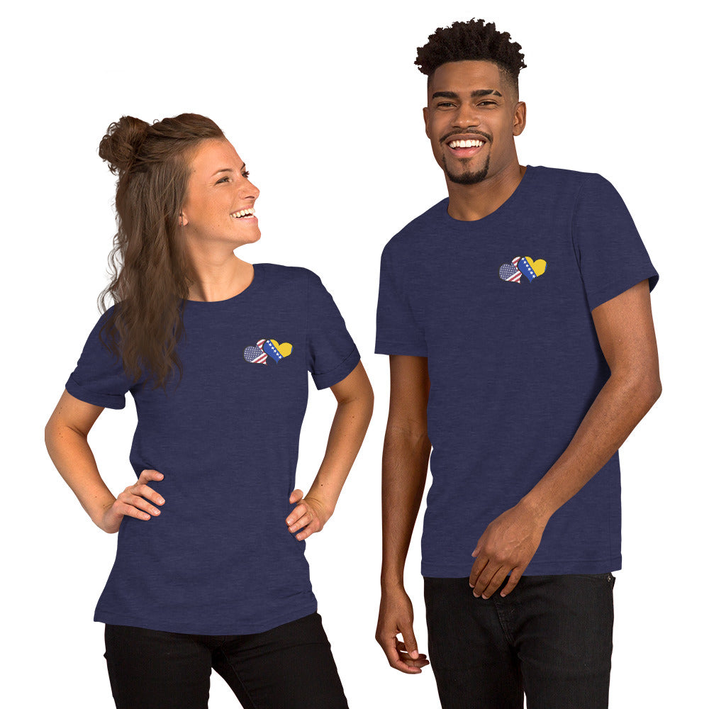 BiH & USA Hearts Short-sleeve unisex t-shirt