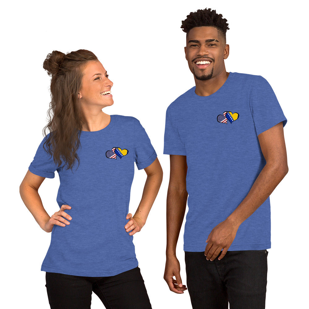 BiH & USA Hearts Short-sleeve unisex t-shirt