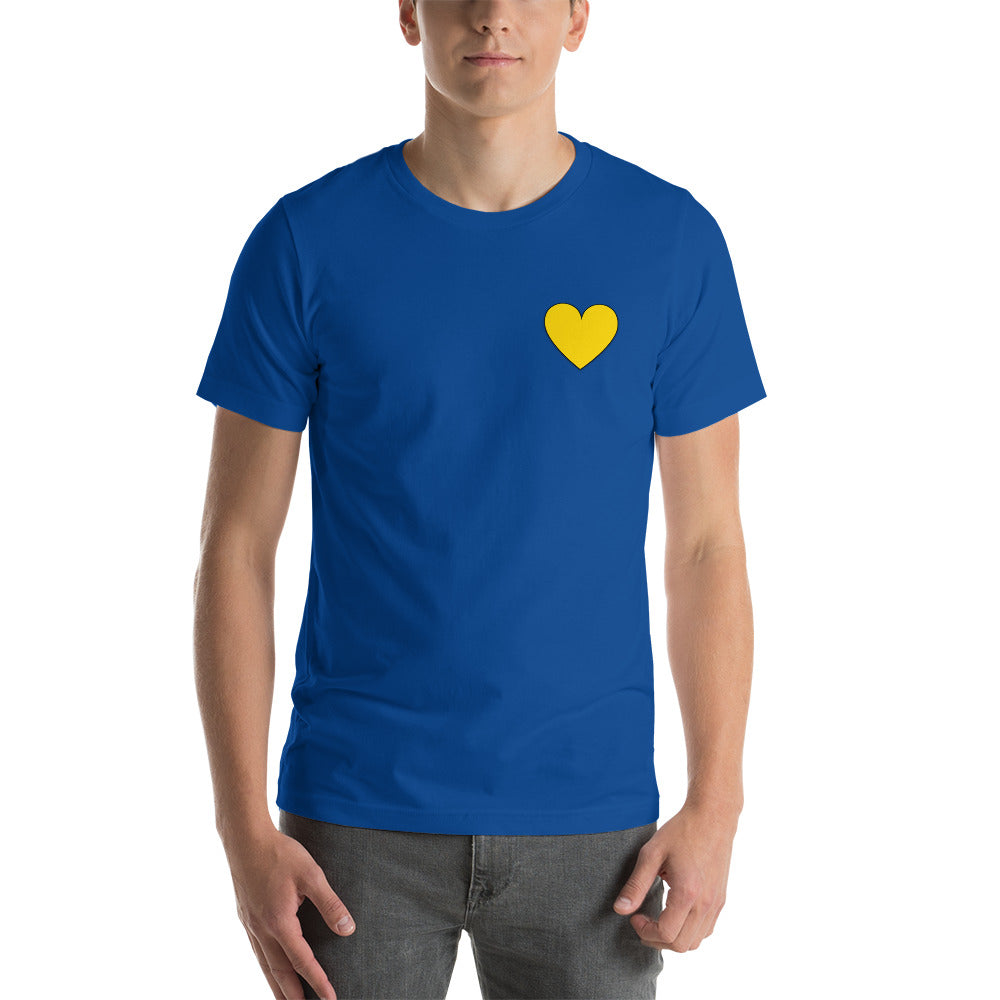 Blue w/Yellow Heart Short-sleeve unisex t-shirt