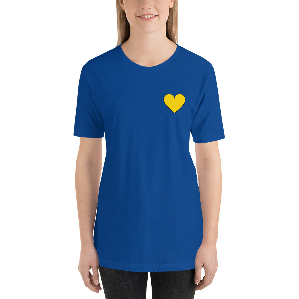 Blue w/Yellow Heart Short-sleeve unisex t-shirt