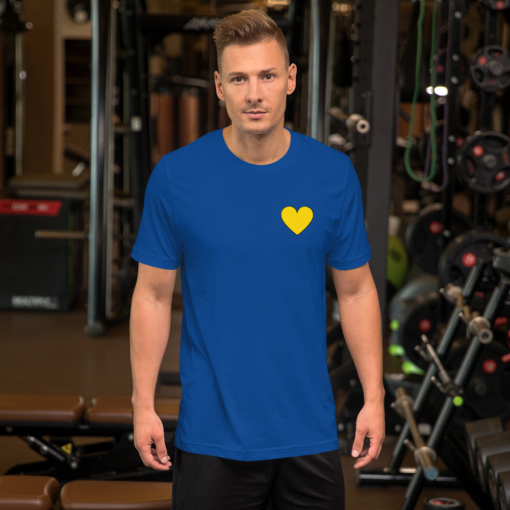 Blue w/Yellow Heart Short-sleeve unisex t-shirt