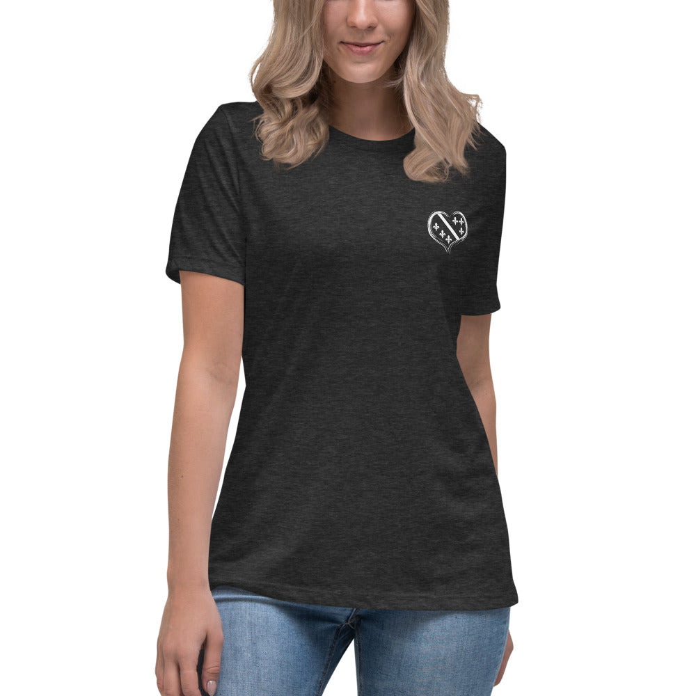 Bosnian Fleur de Lis Heart Flag Women's Relaxed T-Shirt