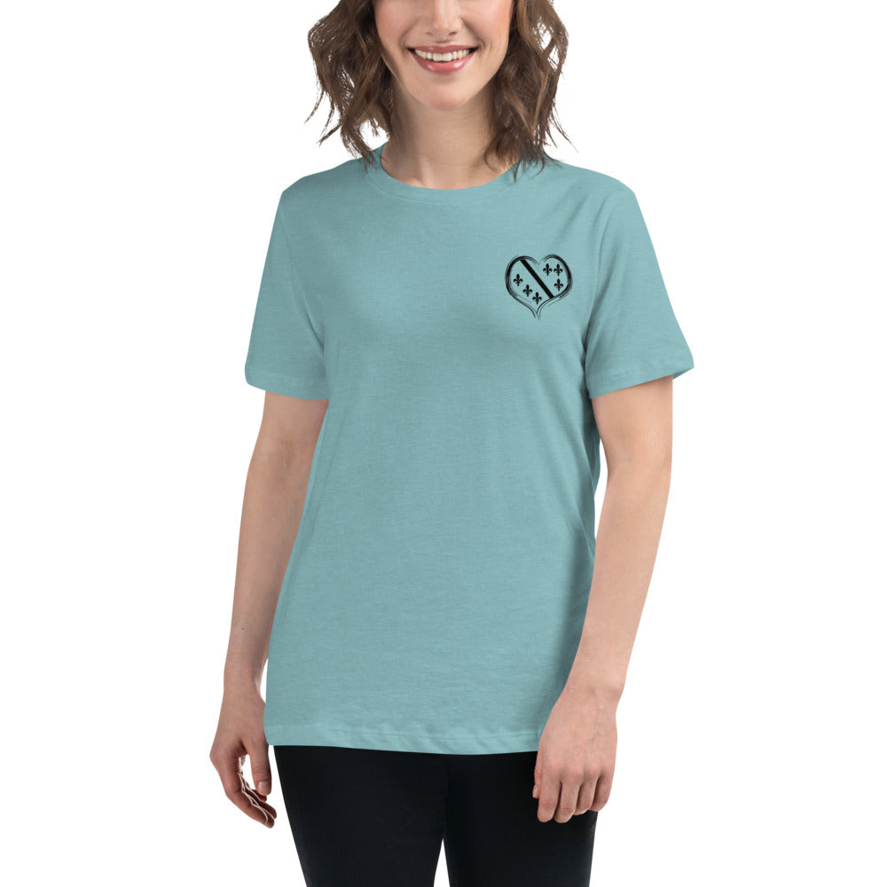 Bosnian Fleur de Lis Heart Flag Women's Relaxed T-Shirt