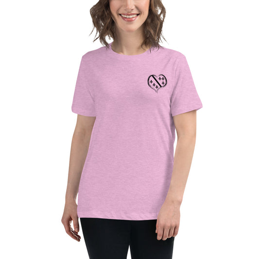 Bosnian Fleur de Lis Heart Flag Women's Relaxed T-Shirt