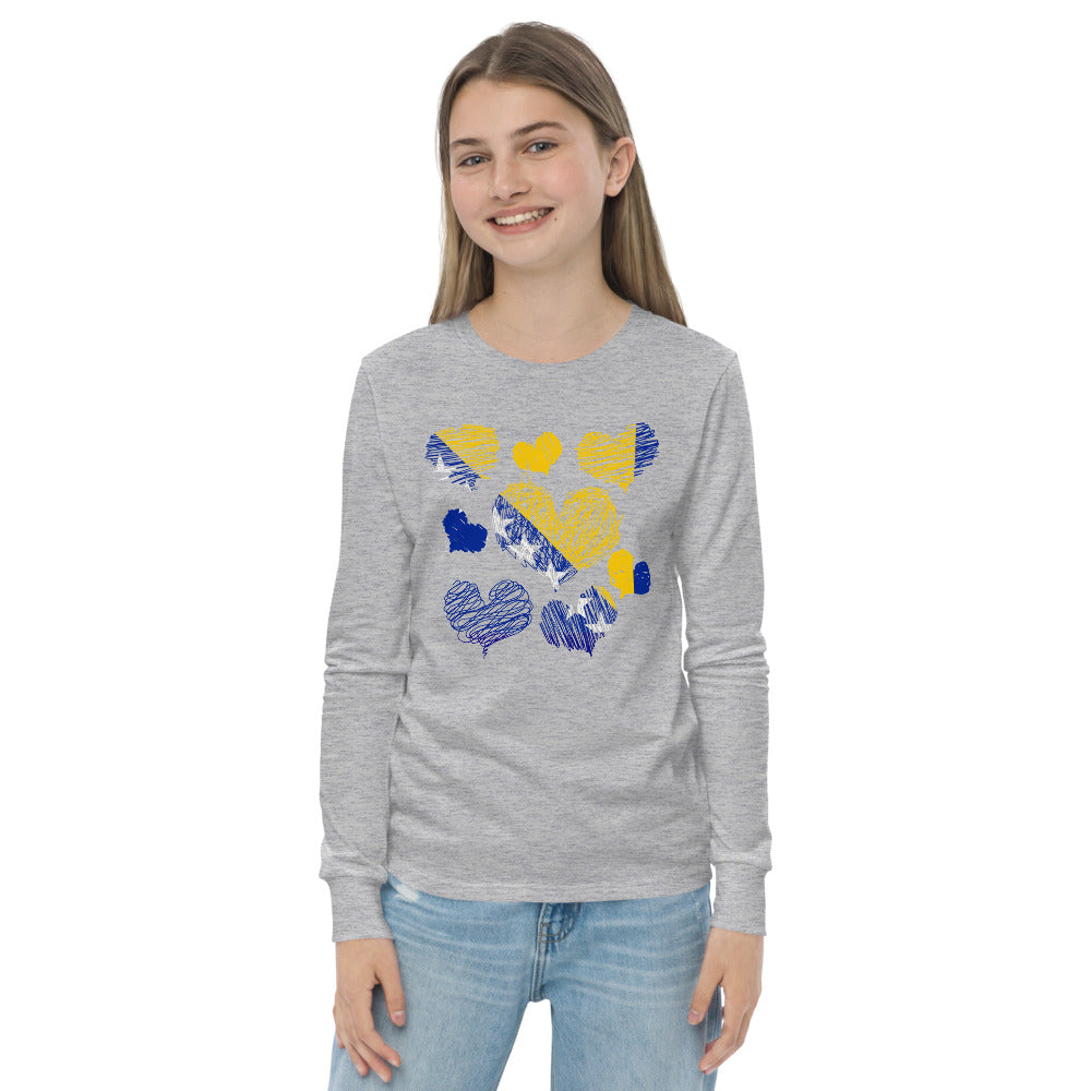 Kids Bosnian Hearts long sleeve tee