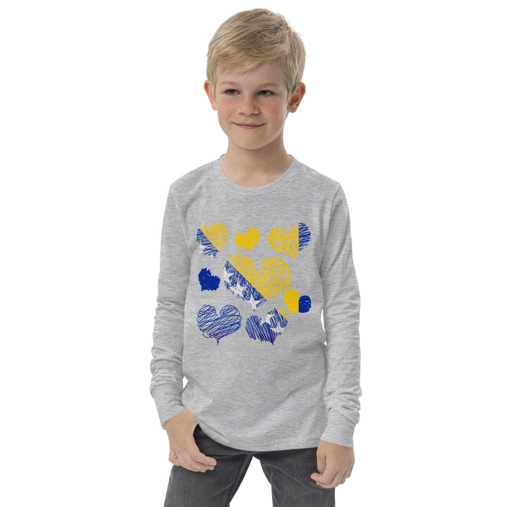 Kids Bosnian Hearts long sleeve tee