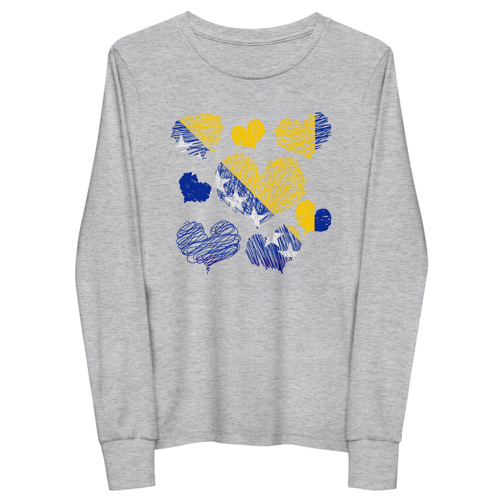 Kids Bosnian Hearts long sleeve tee