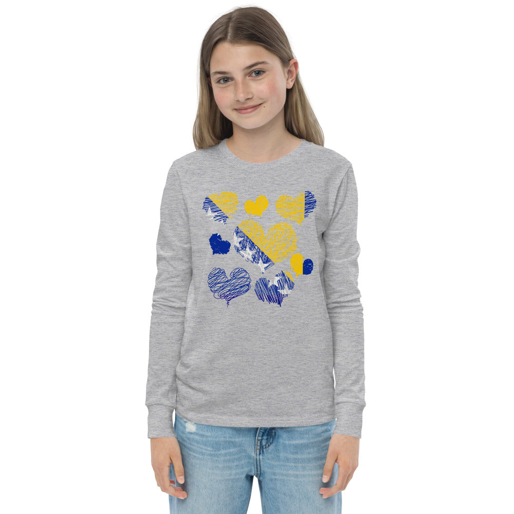 Kids Bosnian Hearts long sleeve tee