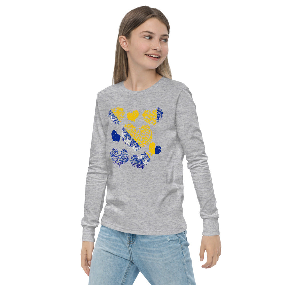 Kids Bosnian Hearts long sleeve tee