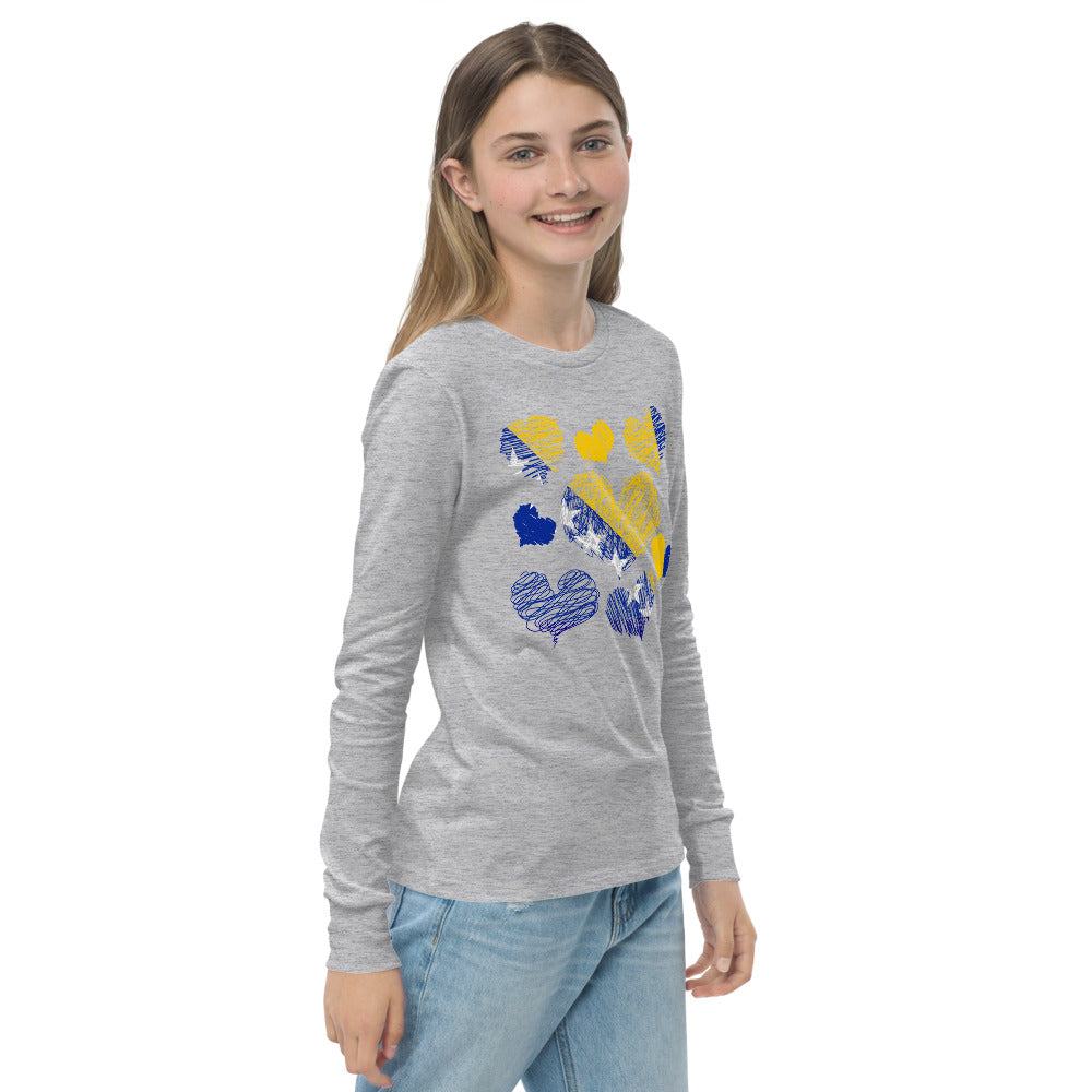 Kids Bosnian Hearts long sleeve tee