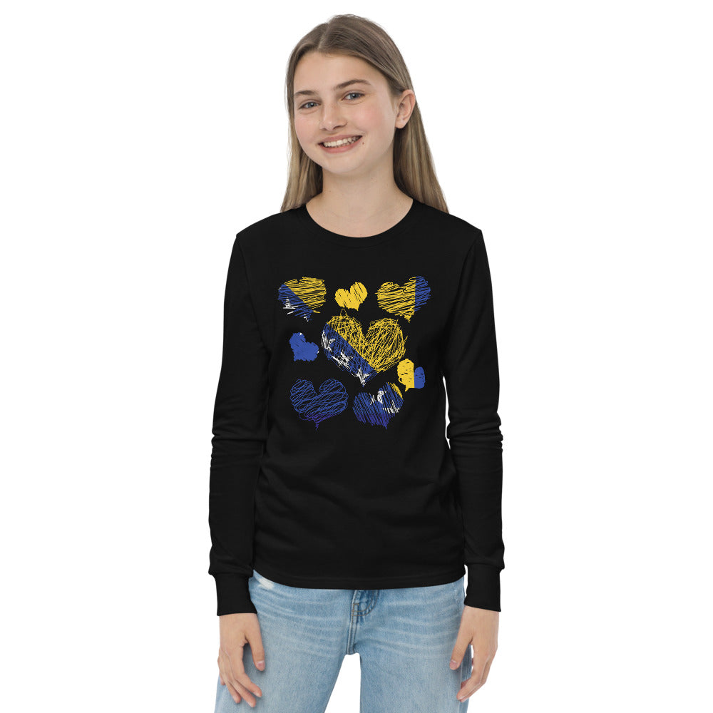 Kids Bosnian Hearts long sleeve tee