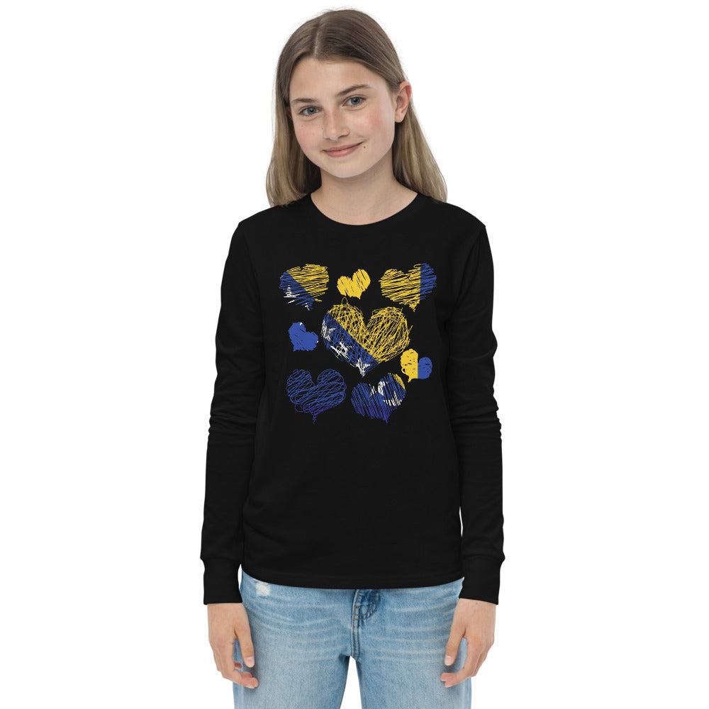 Kids Bosnian Hearts long sleeve tee