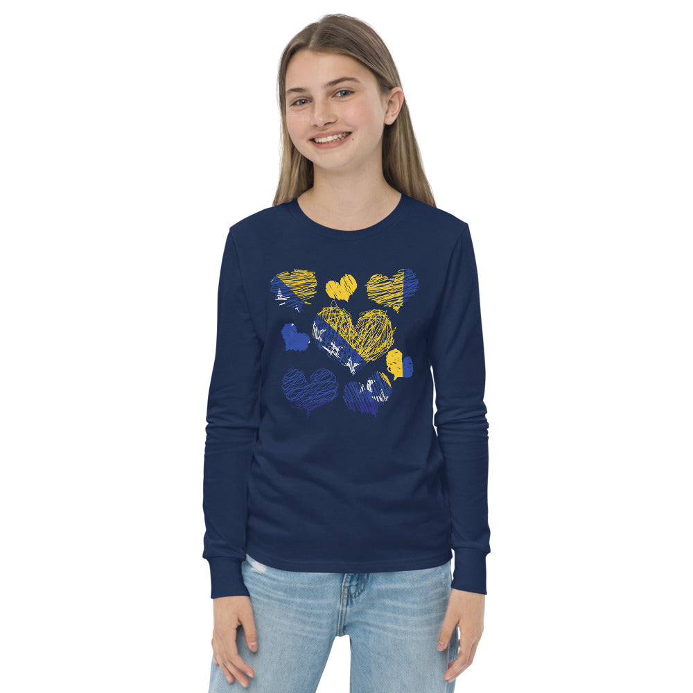 Kids Bosnian Hearts long sleeve tee